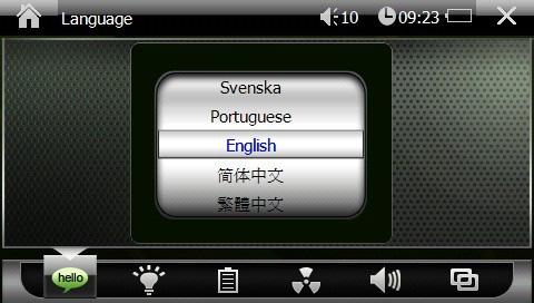 Language Roll the menu to select the language. Go back to the Settings menu.