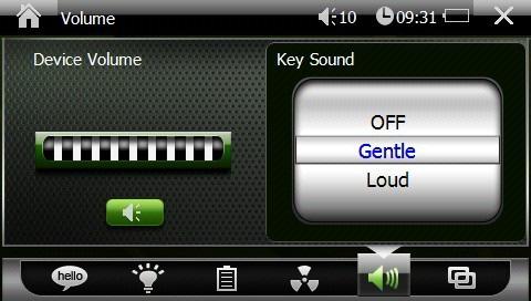 Key Sound Volume Tap this icon to mute or resume the sound. Roll the menu to select key sound.
