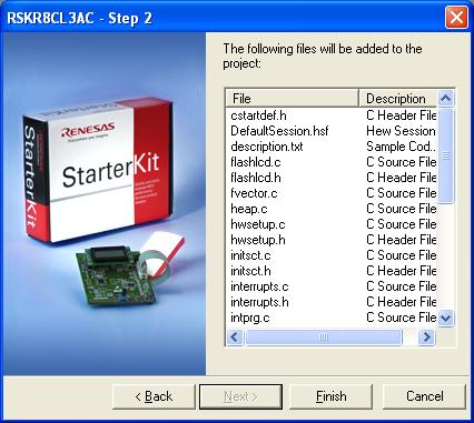 Ensure that Tool chain: is Renesas M16C Standard Click OK to start the project wizard. A new window will appear which will bring up the RSK project generation wizard.