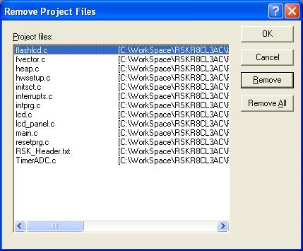 5 File Control The HEW IDE allows you to easily add, remove, and exclude files from the build environment. This lab section will take a quick look at how to do those options. Removing a File Step 5.