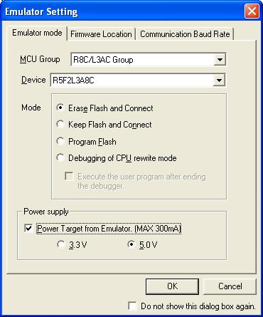 Step 8.6 Click the Firmware Location tab at the top of the Emulator Setting dialog box.