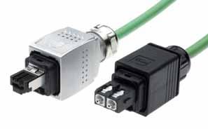 This simplification is attained by combining the data and the 24 V power lines in a single hybrid cable with hybrid connector, in connection with the spatial requirements of an M12 connector.