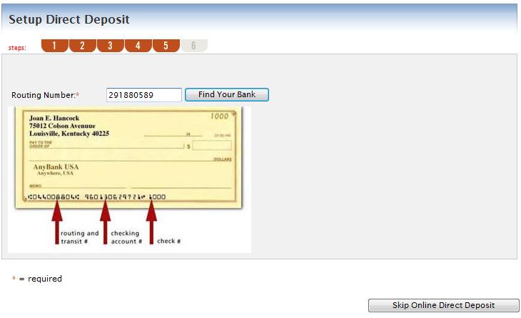 Step 9 (if applicable): Enter your Routing Number and click Find