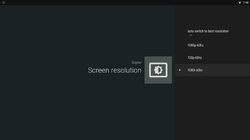 3.6.1. Here you can select your video output resolution. Make sure the setting you choose is supported by your television before switching the output mode. 3.6.2 Screen position You can use Zoom in or Zoom out to adjust the screen position to fit your television screen to your liking.