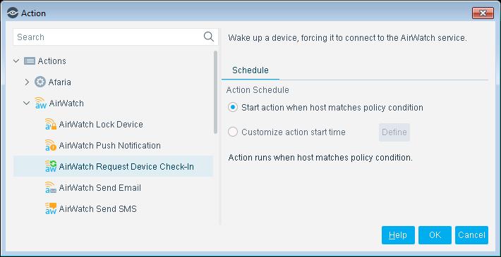 AirWatch Request Device Check-In Action This action forces the device