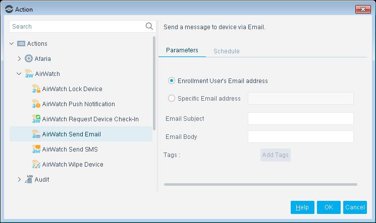 AirWatch Send SMS Action This action lets you
