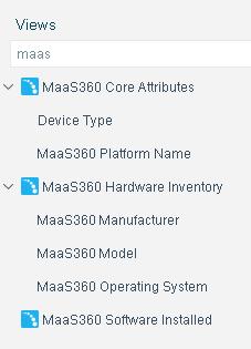 To access the Asset Inventory: 1. In the Console, select Asset Inventory. 2. In the Views pane, go to the MaaS360 entries.