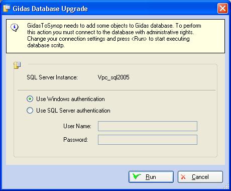 If you want install Gidas database in your computer after you have already installed SQL Server 2005 Express through guided procedure, input:.