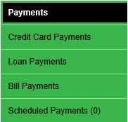 Payments You may click the tab at the top of any online banking page to set up your bill payments, schedule credit card and loan payments between accounts, and view and manage your scheduled payments.
