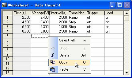 4 Creating and Editing Sequence Data * You can also delete, copy, or insert multiple lines. To perform these actions, press the right mouse button (Fig. 4-11). Fig.