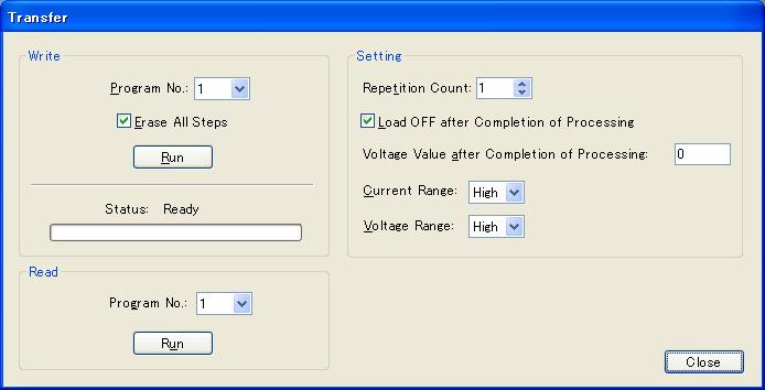 6 Transferring Sequence Function and Processing Sequence Data 6.2 Data Transfer To write the sequence data created to the instrument, select [Transfer] from the [Sequence] menu.