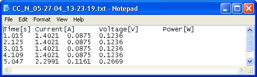 If the Voltage checkbox has been checked, the input voltage value will be displayed during processing of the sequence.