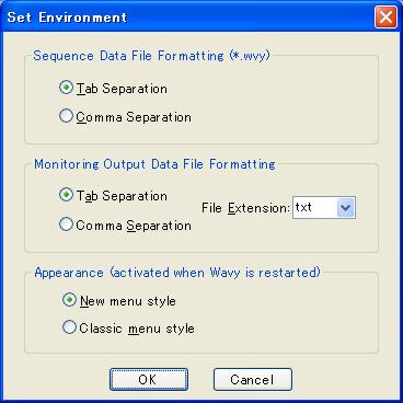 12 Environment Settings 12 Environment Settings Select [Environment Settings] from the [Sequence] menu. The [Set Environment] dialog will appear (Fig. 12-1). Fig.