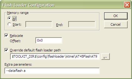 Look at the Flash Loader Configuration Box: The Relocate Offset parameter indicates to the IAR flash loader (AT45FlashAT91SAM9RL64.out) the address in DataFlash where to program the generated binary.