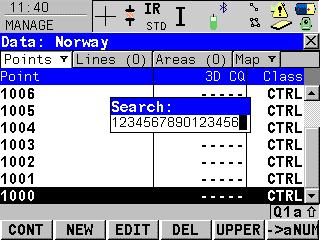 Data Management (TPS and GNSS) Within SmartWorx 6.0 it is now possible to search for Point ID s with up to 16 characters.