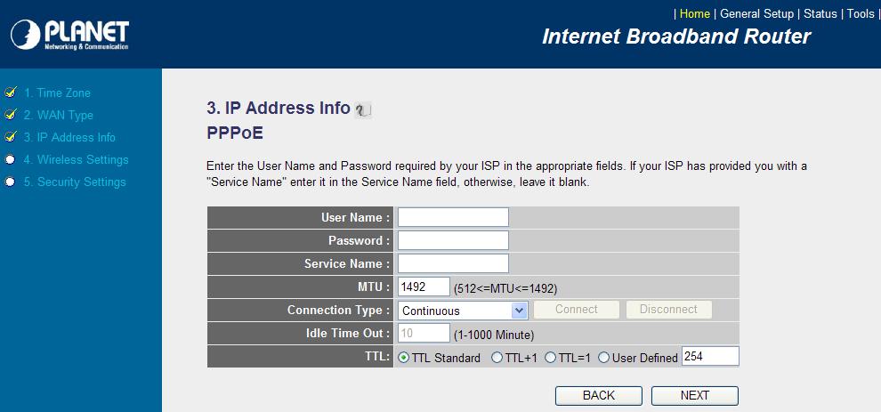 Parameters IP address assigned by your Service Provider The IP address that you re ISP should provide you. Subnet Mask Enter the Subnet Mask provided by your ISP (e.g. 255.255.255.0).