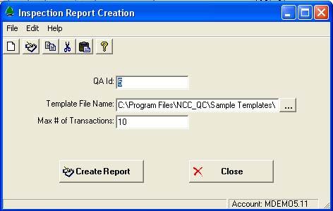 Reports Receiving Inspection Report The Inspection Report will be generated as an Excel spreadsheet that may be printed or stored electronically.