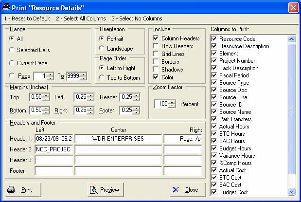 Print a Spreadsheet All spreadsheet views are equipped with a Print feature. Click on the spreadsheet you wish to print, then choose the Print option from either the menu or the toolbar.