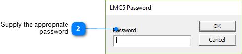 Project password Click the LMC5 project tree root When the LMC5 project is clicked, a password will need to be supplied in order to view the