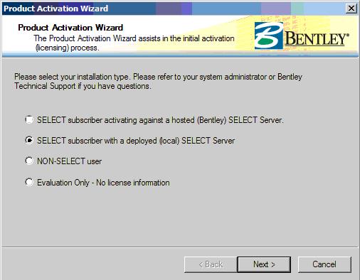 Select the deployed (local) SELECT Server option and click on the Next button.