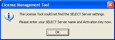 Section C: Troubleshooting C1: SELECT based license Select License Information is not yet configured or incomplete The above message means that the SELECT server has not been configured or license