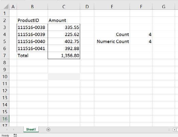 None of the values in cells C3 through C6 are numbers. First, let s fix numbers that Excel sees as text.