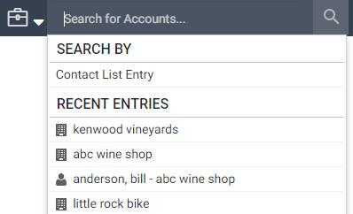 Search accounts Quick Search retrieves accounts by searching objective and description. To retrieve accounts by Contact List entries, use the Quick Search Parameter.
