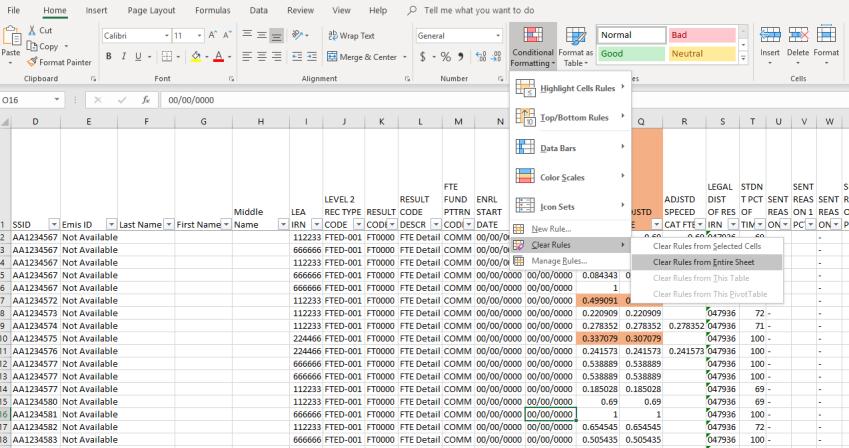 Removing Conditional Formatting To remove conditional formatting, on the home tab choose