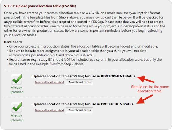 Step 3 Upload your Allocation Table (CSV file) WARNING: You will need 2 different allocation tables.