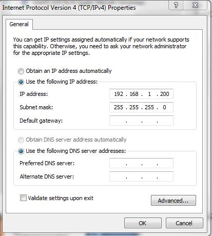 Set IP address for laptop, set it
