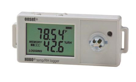 HOBO Temp/RH 2.5% Data Logger (UX100-011) Manual The HOBO Temp/RH data logger records temperature and relative humidity (within 2.5% accuracy) in indoor environments with its integrated sensors.