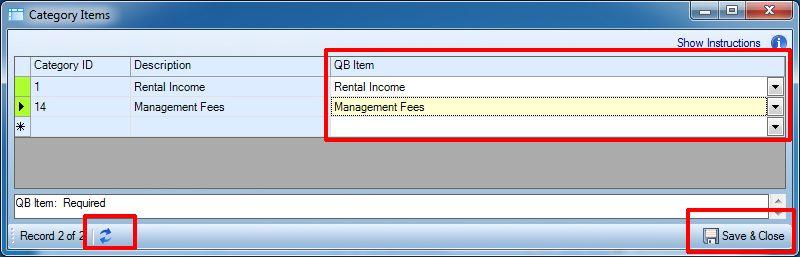 Expense, or Other). In the right column, select the matching Quickbooks Account.