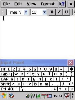 2.5. WORD PAD The PDA comes with WordPad for Windows CE.NET installed from the factory. To start Wordpad, select Start > Programs > Microsoft WordPad.