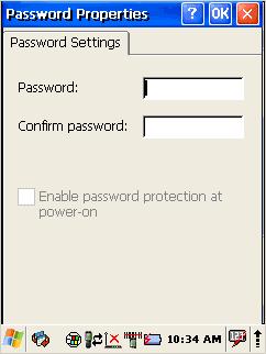 3.13. PASSWORD To change the Password default settings: 1. Select Start > Settings > Control Panel > Password Properties. 2.