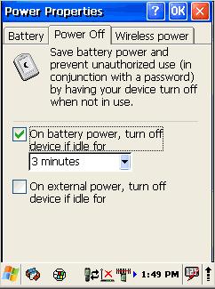 The Battery tab provides change level indicators for Main battery, and Backup battery. 3.