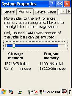 Memory Move the slider to adjust memory allocation.