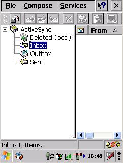 2.2. INBOX The PDA comes with Inbox for Windows CE.NET installed from the factory. Inbox is a familiar Microsoft email interface. To set up Inbox: Open Inbox by selecting Start > Programs > Inbox.