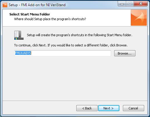 Figure 5 Fifth installer dialog, select the name you want to use for the folder that will be inserted on the Start Menu.