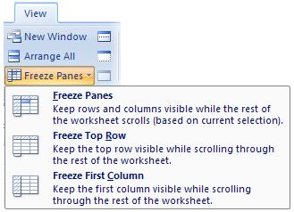 On the View tab, click Freeze Panes, and select the first option.