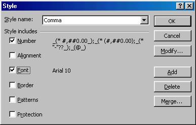 the formatting toolbar (it can be added by customizing the toolbar). Excel provides several preset styles: Comma - Adds commas to the number and two digits beyond a decimal point.