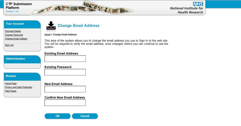 17. Change Email Address a. To change your e-mail address, select the Change Email Address link.
