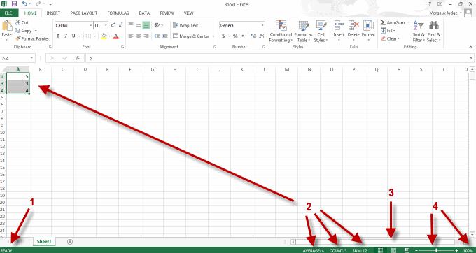 Creating a Microsoft Excel Workbook 3. View controls. You can choose from a selection of views (Normal, Page Layout, and Page Break Preview). 4. Zoom control.