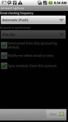 Active Sync Configuration: DROID 7 Select the Email