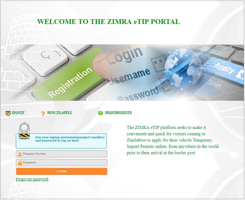 2. Sign Up on the web Use the following URL (Link) to get on the ZIMRA e-tip web page