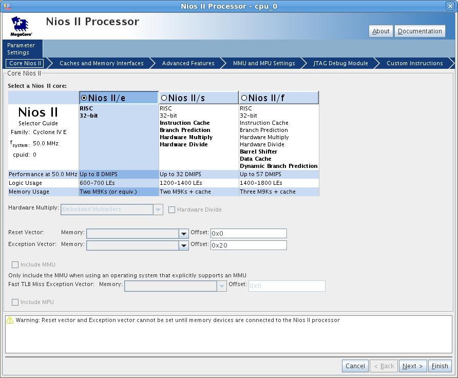On the left side of the window in Figure 6 in Library, select Processors > Nios II Processor and click Add, which leads to the window in Figure 7. Alternatively, you can search the component by name.