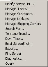 26 Tools Menu 34 Tools Menu Modify Server List - Select this item to modify the list of Database Servers to which Shop Manager can be connected.