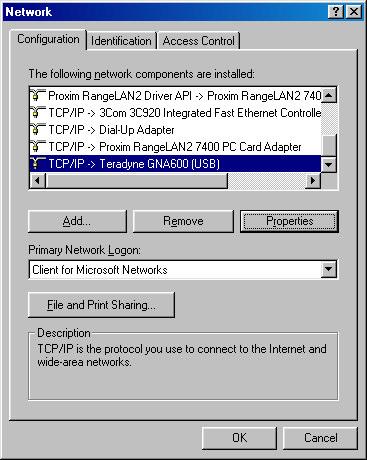 Figure 54: Control Panel Icons for Windows 98 1 Select the Configuration tab 2