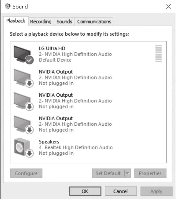 Configuring audio output Follow the steps below to enable audio output when connecting the to a TV or receiver via HDMI adapter. 1. Access the Sound settings via the system Control Panel. 2.
