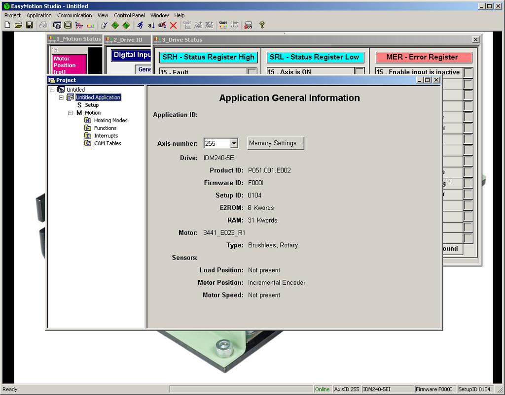 Figure 10. Project window 2. Establish communication If you have the drive connected with your PC, now its time to check the communication.