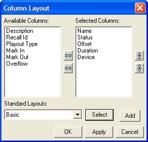 Creating and using playlists Configuring the Playlist table columns The playlist table s columns display information about each page, template, scene, or clip included in the playlist/segment.